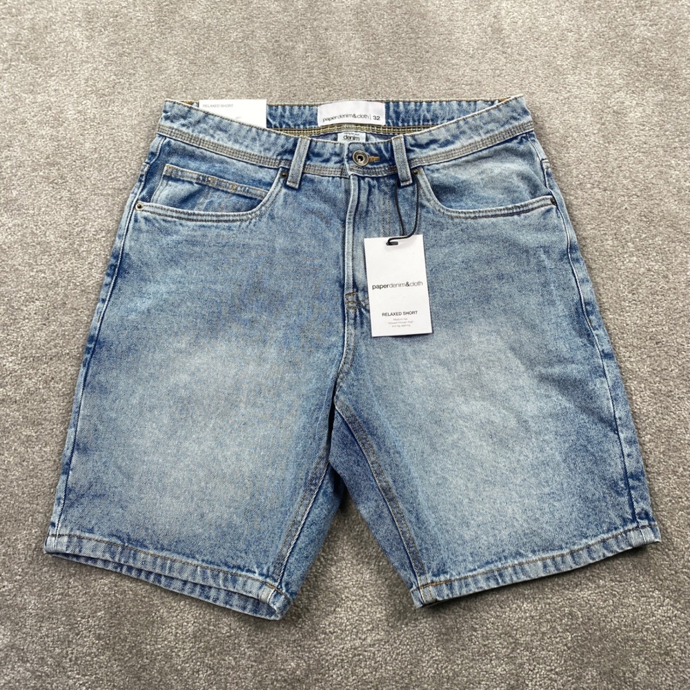 Paper Denim & Cloth Relaxed Short Mens 32 Sunfade Blue  Cotton JORTS